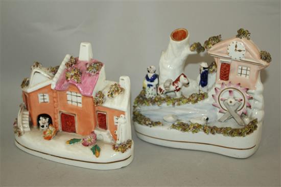 Five Staffordshire pottery vignettes, mid 19th century, 11 - 18cm., some restorations